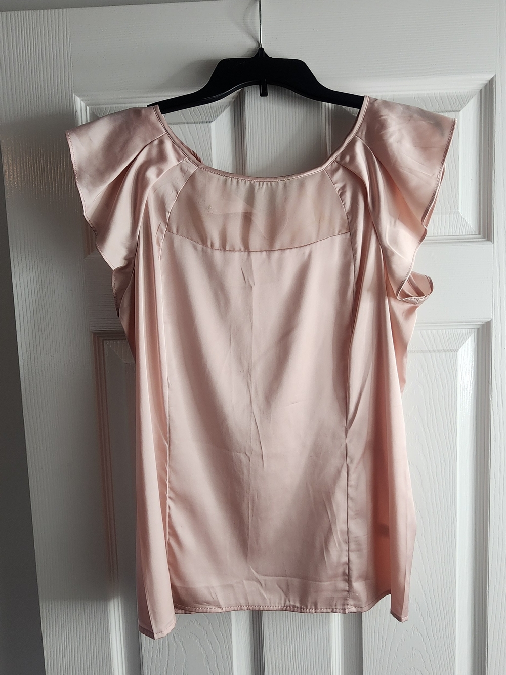 Express Blush Pink Satin Flutter Sleeve Blouse